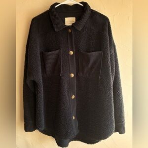 American Eagle Navy Blue Sherpa Jacket Medium